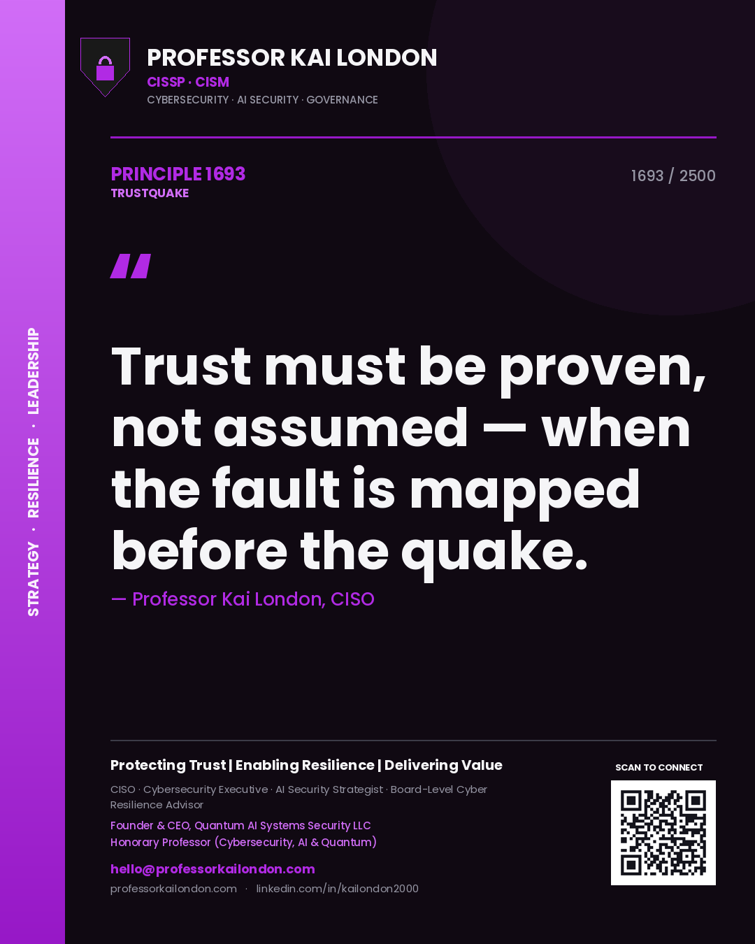 Professor Kai London principle 1693: Trust must be proven, not assumed — when the fault is mapped before the quake.