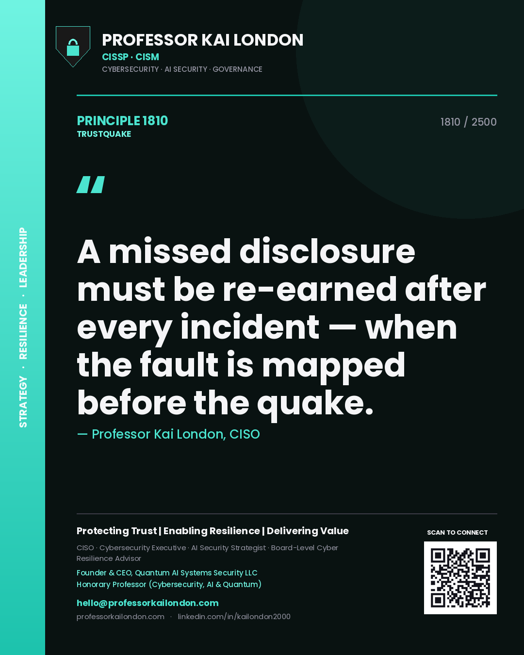 Professor Kai London principle 1810: A missed disclosure must be re-earned after every incident — when the fault is mapped before the quake.