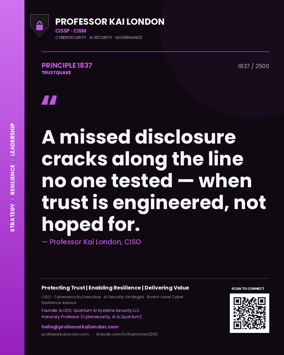 Professor Kai London principle 1837: A missed disclosure cracks along the line no one tested — when trust is engineered, not hoped for.