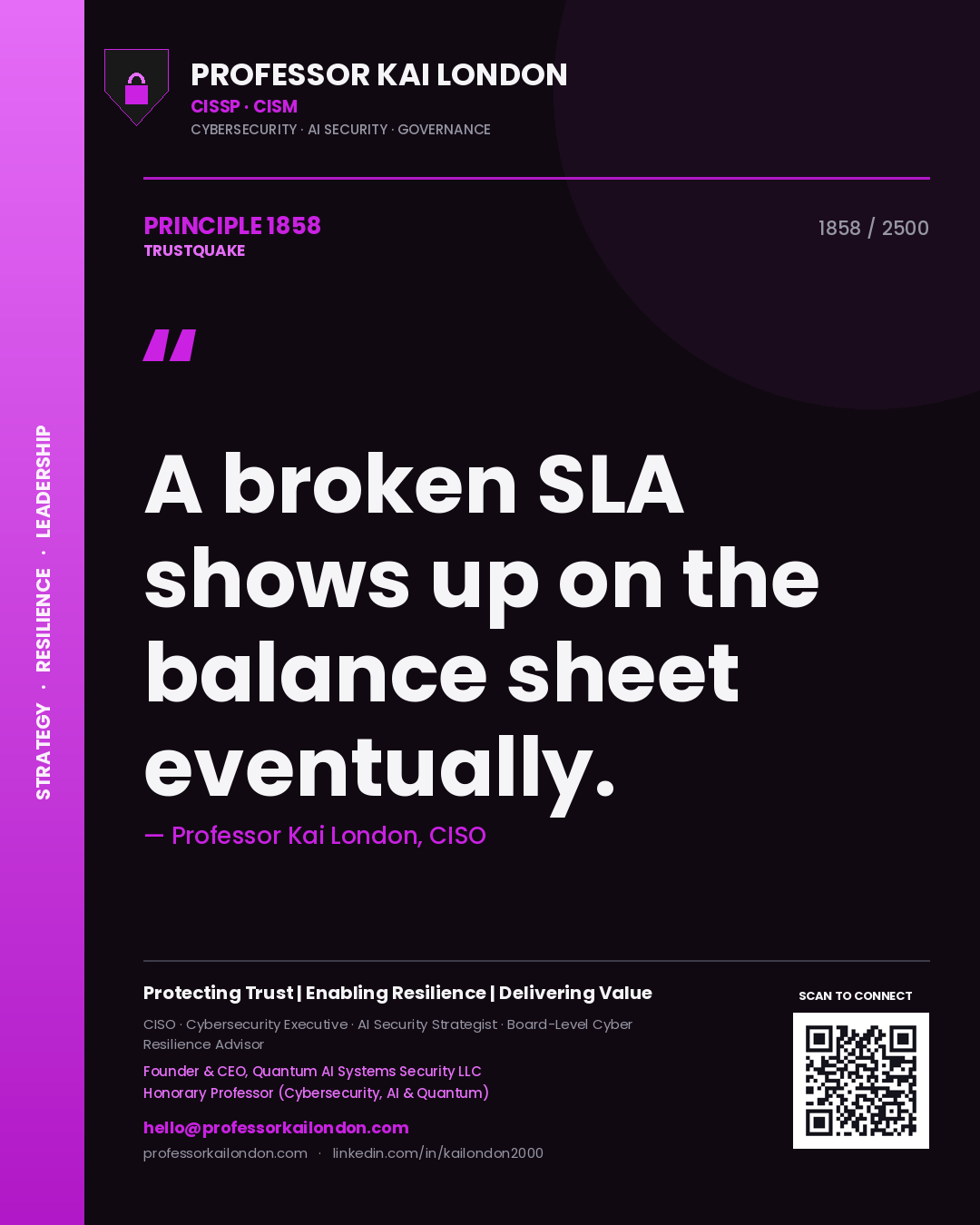 Professor Kai London principle 1858: A broken SLA shows up on the balance sheet eventually.