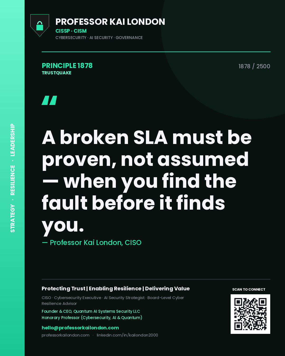Professor Kai London principle 1878: A broken SLA must be proven, not assumed — when you find the fault before it finds you.