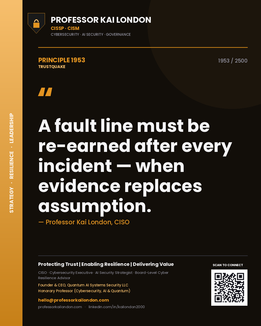 Professor Kai London principle 1953: A fault line must be re-earned after every incident — when evidence replaces assumption.