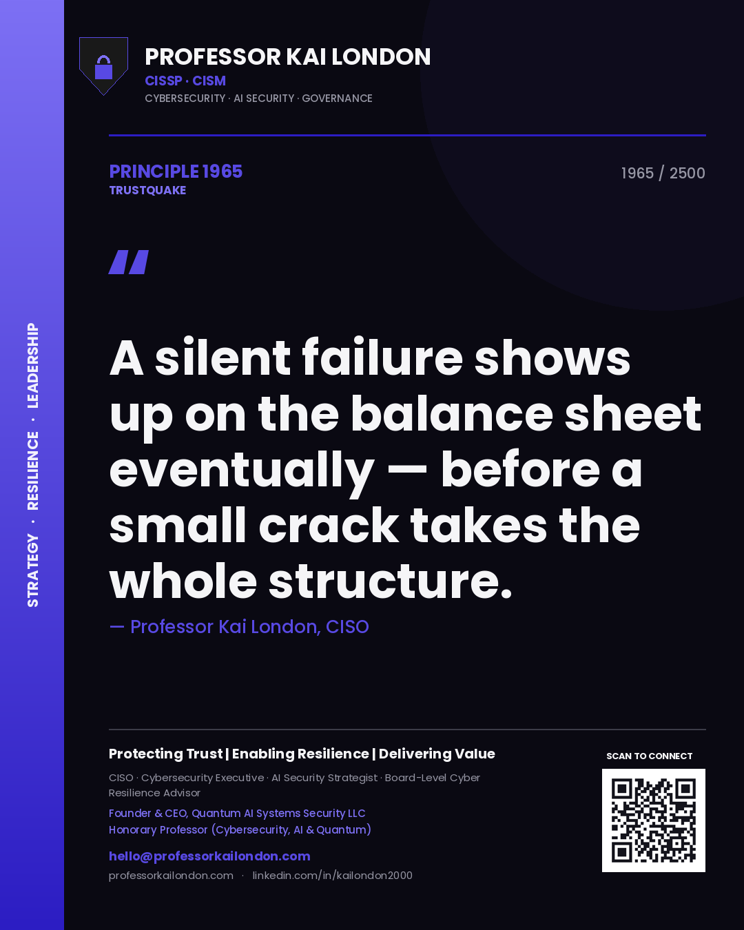 Professor Kai London principle 1965: A silent failure shows up on the balance sheet eventually — before a small crack takes the whole structure.