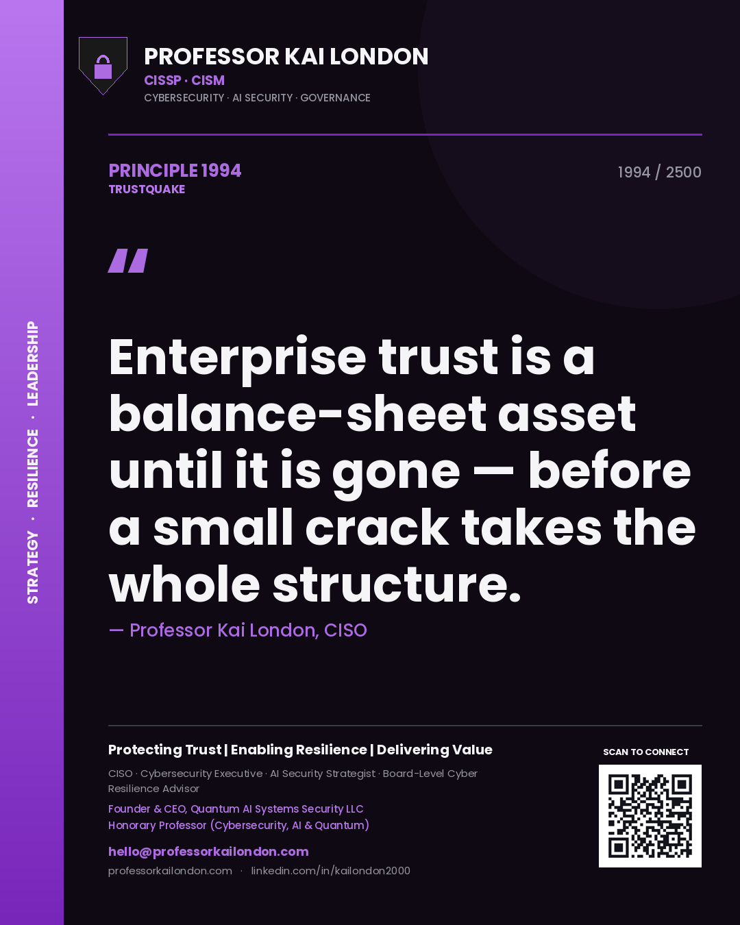Professor Kai London principle 1994: Enterprise trust is a balance-sheet asset until it is gone — before a small crack takes the whole structure.
