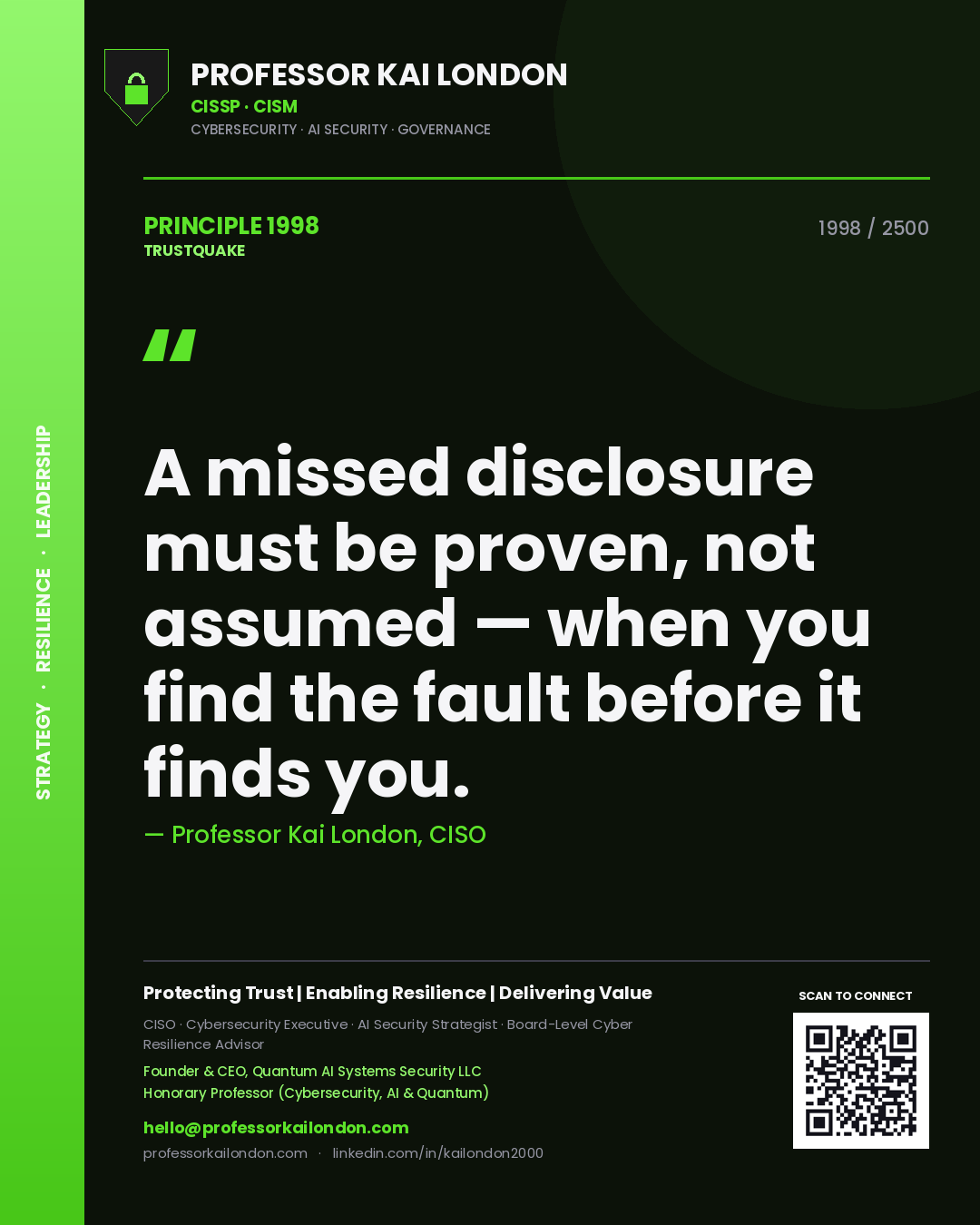 Professor Kai London principle 1998: A missed disclosure must be proven, not assumed — when you find the fault before it finds you.