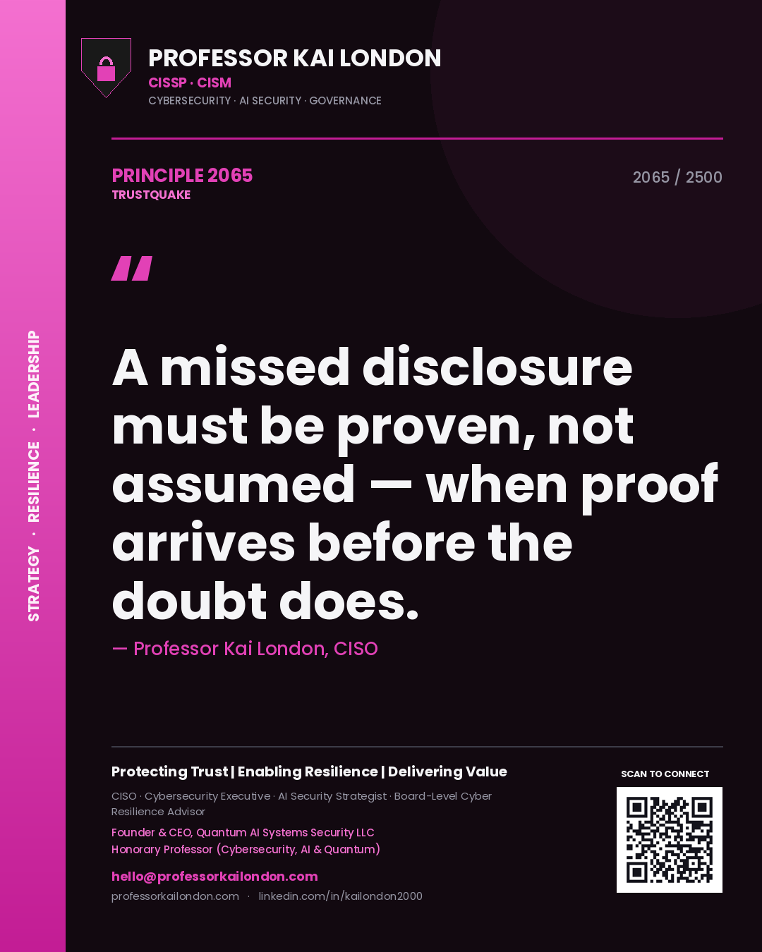 Professor Kai London principle 2065: A missed disclosure must be proven, not assumed — when proof arrives before the doubt does.