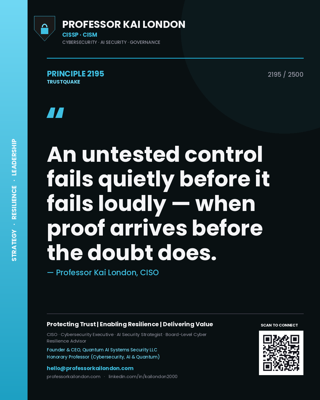 Professor Kai London principle 2195: An untested control fails quietly before it fails loudly — when proof arrives before the doubt does.