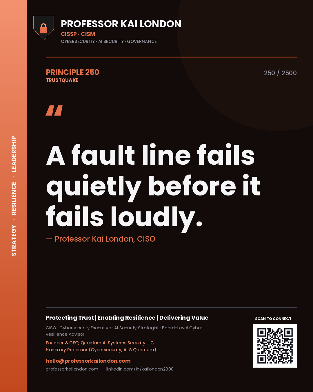 Professor Kai London principle 250: A fault line fails quietly before it fails loudly.