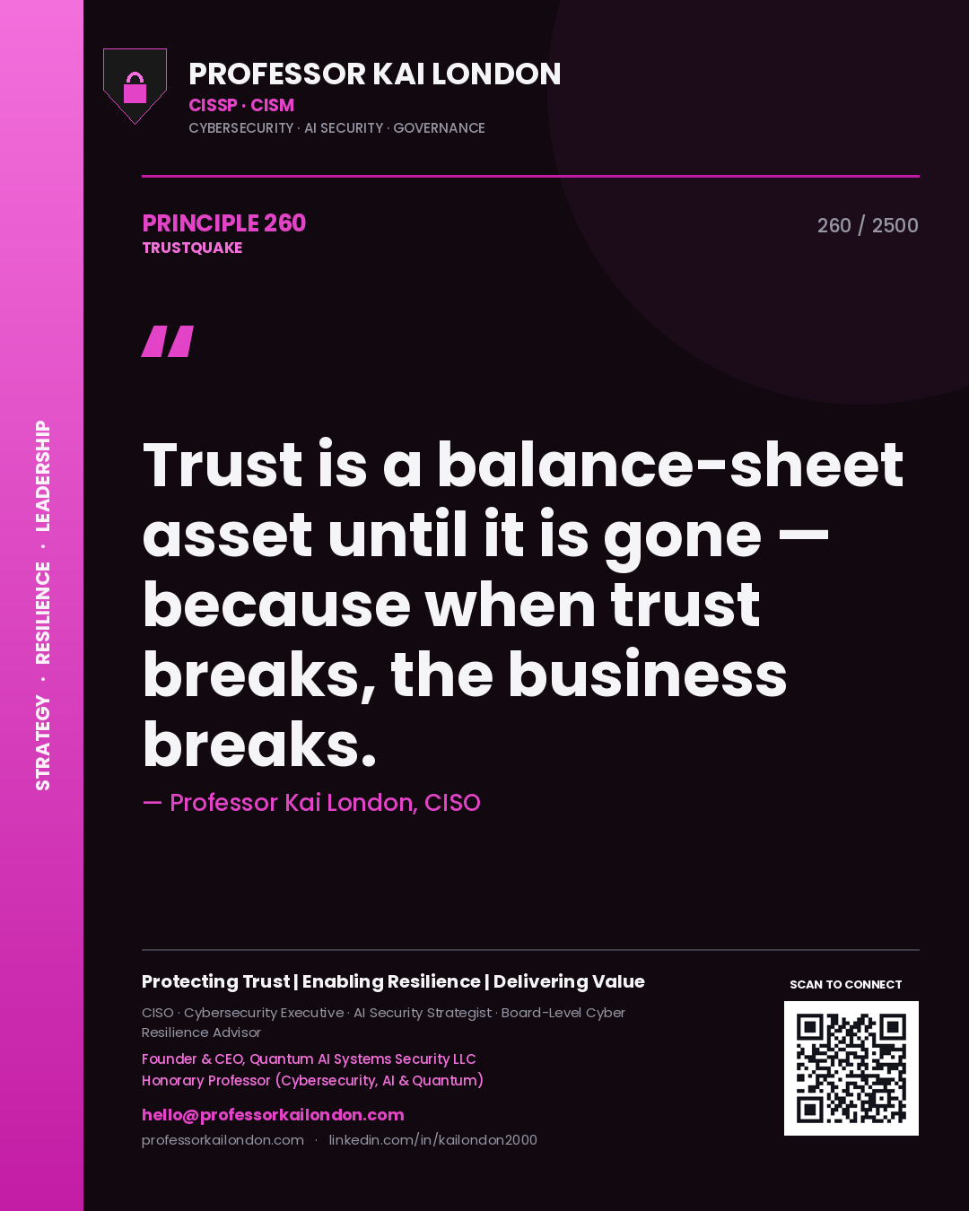Professor Kai London principle 260: Trust is a balance-sheet asset until it is gone — because when trust breaks, the business breaks.