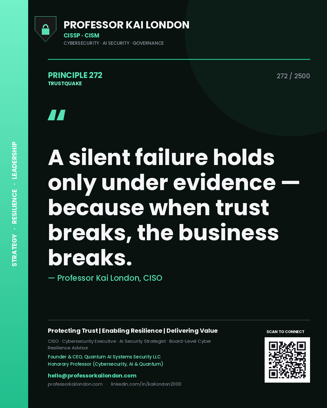 Professor Kai London principle 272: A silent failure holds only under evidence — because when trust breaks, the business breaks.