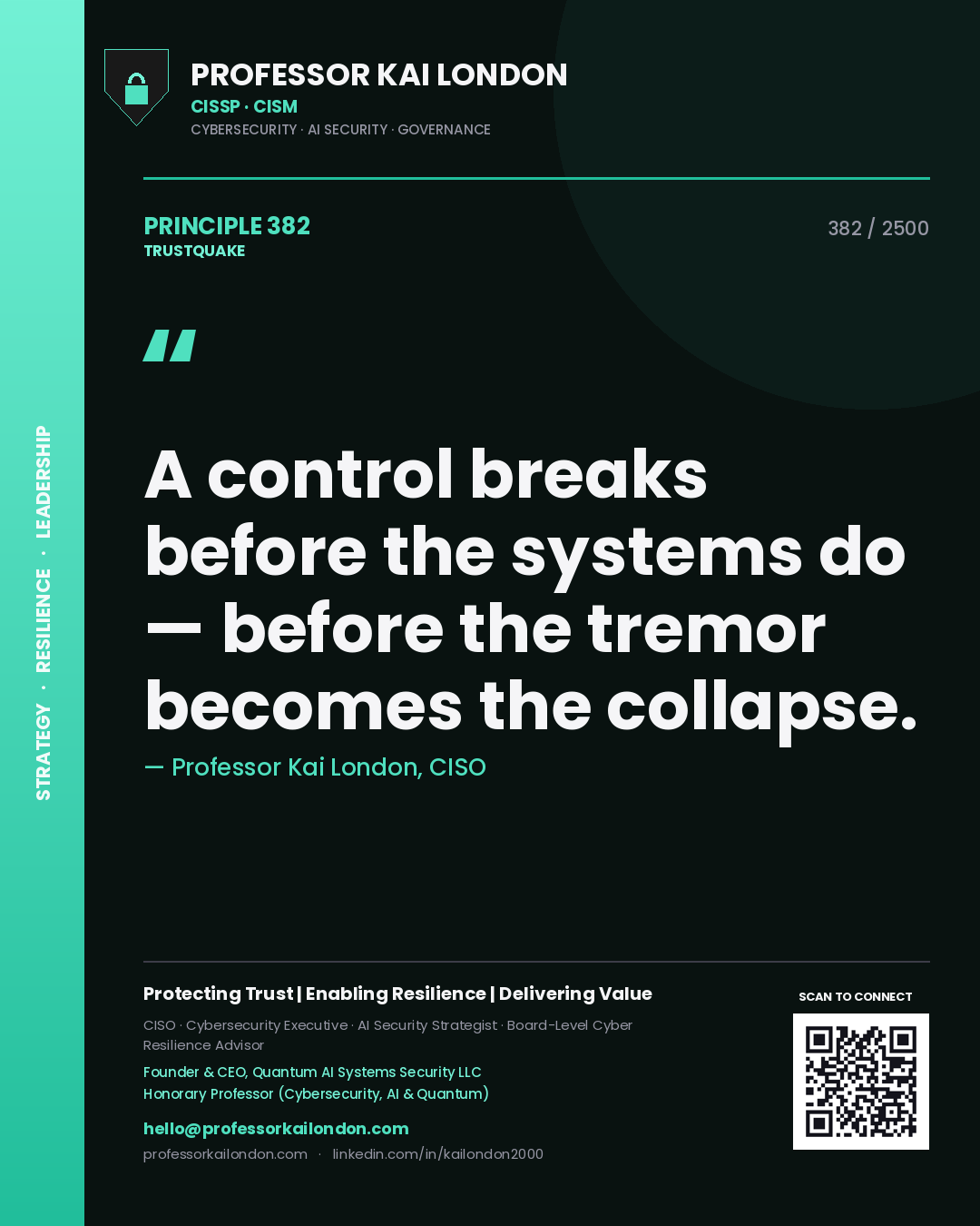 Professor Kai London principle 382: A control breaks before the systems do — before the tremor becomes the collapse.