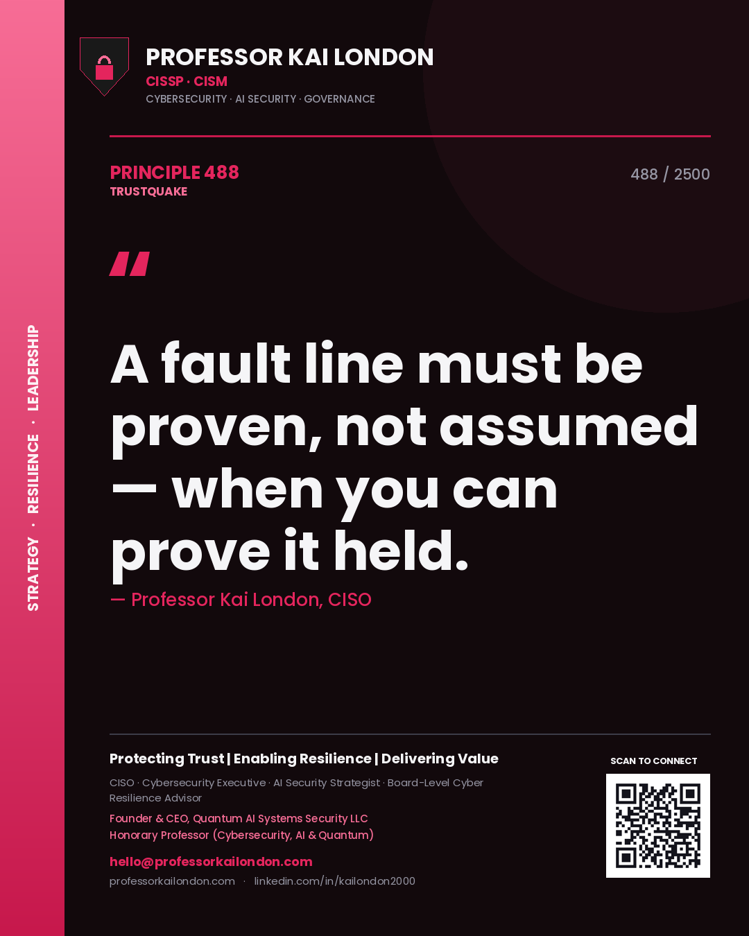 Professor Kai London principle 488: A fault line must be proven, not assumed — when you can prove it held.