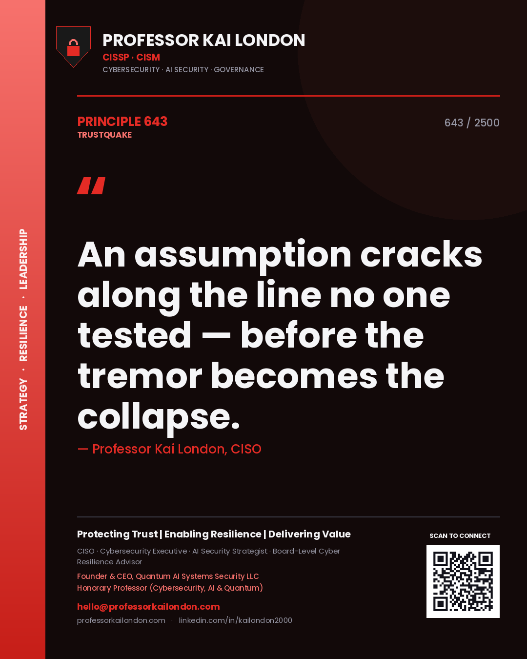 Professor Kai London principle 643: An assumption cracks along the line no one tested — before the tremor becomes the collapse.