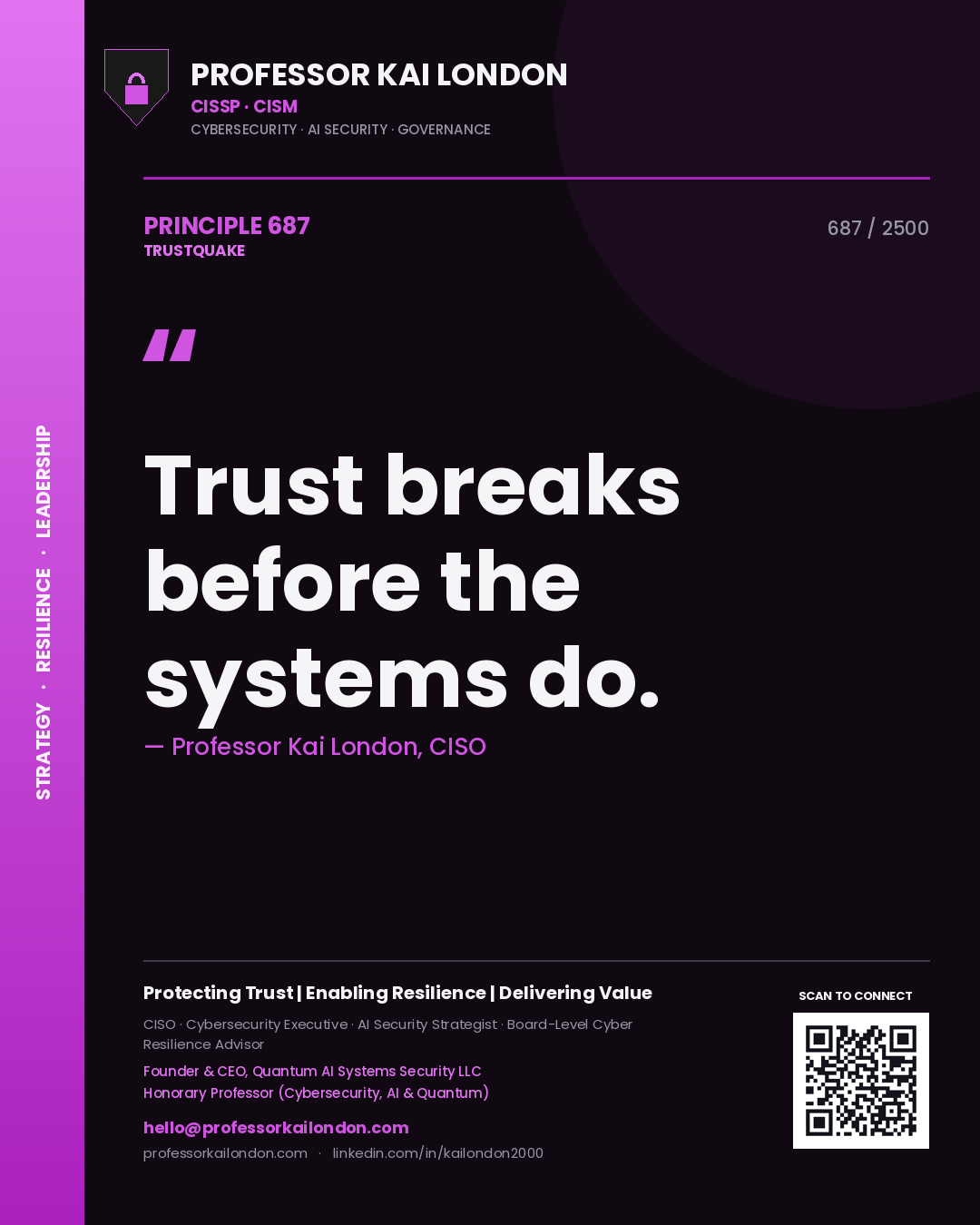 Professor Kai London principle 687: Trust breaks before the systems do.