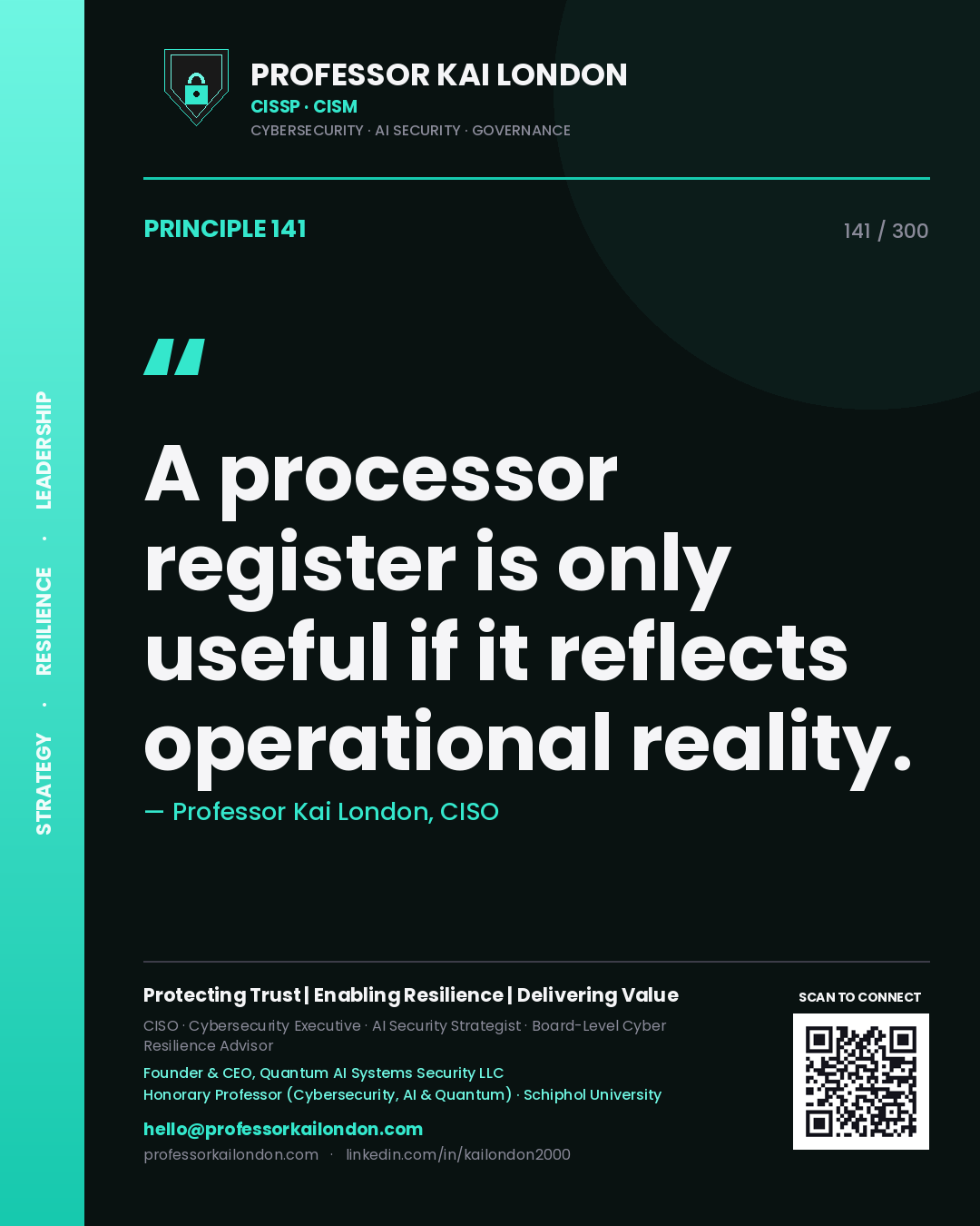 A processor register is only useful if it reflects operational reality. — Professor Kai London, CISO. Principle 141 of 300 on Privacy / Vendor.
